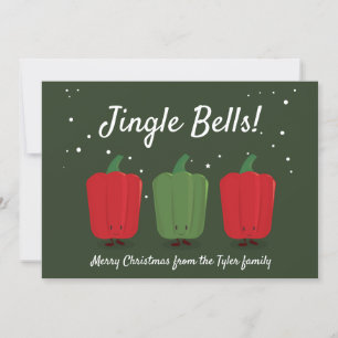 Festiva Tarjeta de vacaciones plana Jingle Bell Pepper Nav