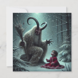 Festiva Tarjeta de vacaciones plana Krampus para navidades