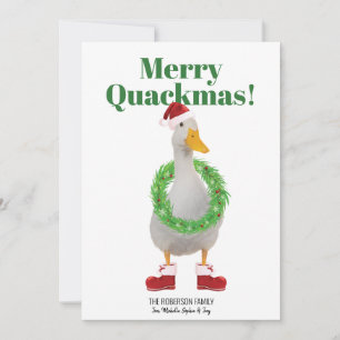Festiva Tarjeta de vacaciones plana Merry Quackmas Santa D