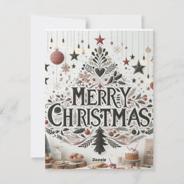 Festiva Tarjeta de vacaciones plana, Navidades Meowy (Reverso)