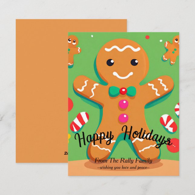 Festiva Tarjeta de vacaciones plana para hombre de pan de  (Anverso / Reverso)