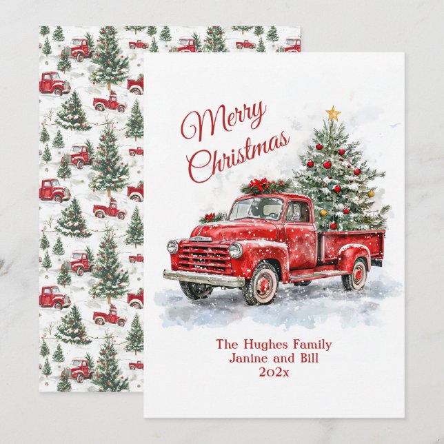 Festiva Tarjeta de vacaciones plana para Navidades de cami (Anverso / Reverso)