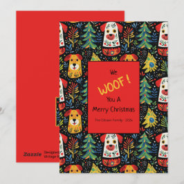 Festiva Tarjeta de vacaciones plana para Navidades de perr