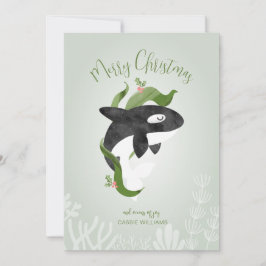 Festiva Tarjeta de vacaciones plana para Navidades Orca