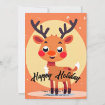 Tarjeta de vacaciones plana para Navidades Rudolph