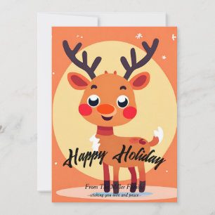 Festiva Tarjeta de vacaciones plana para Navidades Rudolph