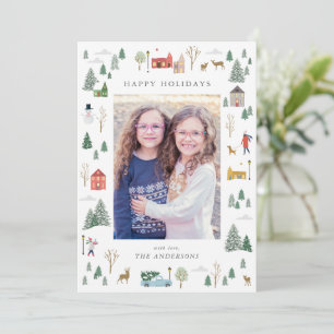 Festiva Tarjeta de vacaciones plana para Navidades Snowley