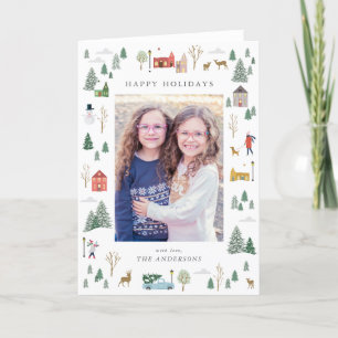 Festiva Tarjeta de vacaciones plana para Navidades Snowley