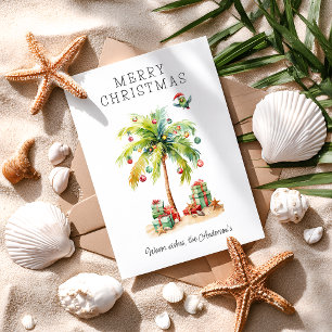 Festiva Tarjeta de vacaciones plana para Navidades tropica