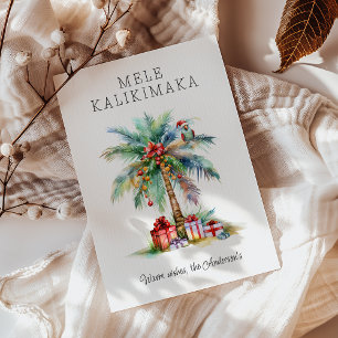 Festiva Tarjeta de vacaciones plana para Navidades tropica