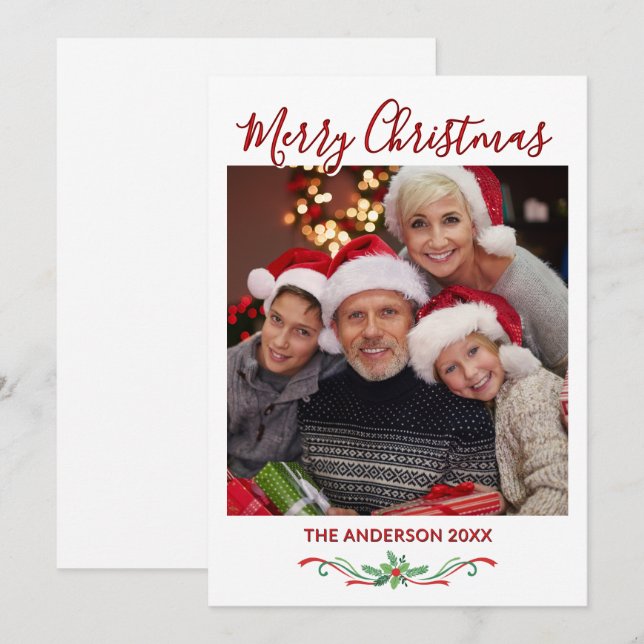 Festiva Tarjeta de vacaciones plana personalizada con una  (Anverso / Reverso)