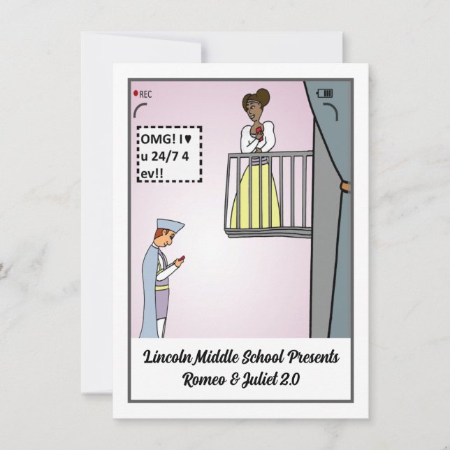 Festiva Tarjeta de vacaciones plana Romeo y Juliet 2.0 (Anverso)