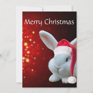 Festiva Tarjeta de vacaciones plana Santa Bunny para navid