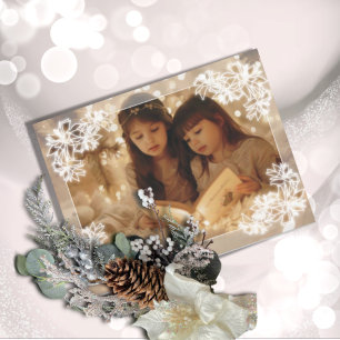 Festiva Tarjeta de vacaciones plana Sheer Poinsettia Lace