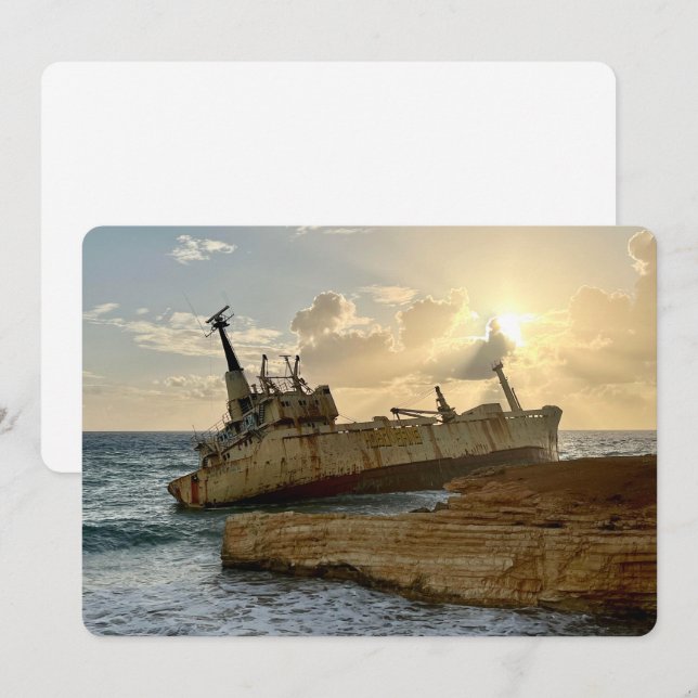 Festiva Tarjeta de vacaciones plana Shipwrect (Anverso / Reverso)