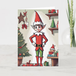Festiva Tarjeta de vacaciones plegable de concepto retro d