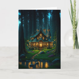 Festiva Tarjeta de vacaciones plegable del castillo del cl