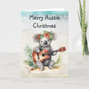Festiva Tarjeta de vacaciones plegada a Navidades australi