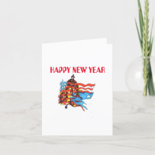 Festiva Tarjeta de vacaciones plegada : Año nuevo