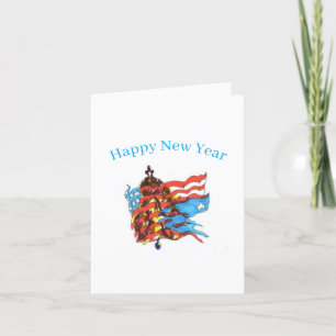 Festiva Tarjeta de vacaciones plegada : Año Nuevo 2023