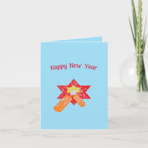 Festiva Tarjeta de vacaciones plegada Año nuevo 2024