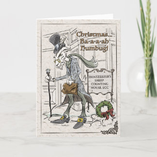 Festiva Tarjeta de vacaciones plegada Baa-aa Humbug Punny 