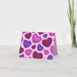 Festiva Tarjeta de vacaciones plegada con corazones brilla