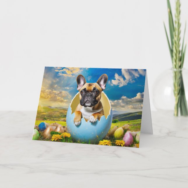 Festiva Tarjeta de vacaciones plegada de Bulldog francés (Anverso)