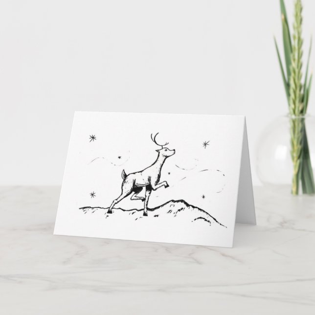 Festiva Tarjeta de vacaciones plegada de ciervo para Navid (Anverso)