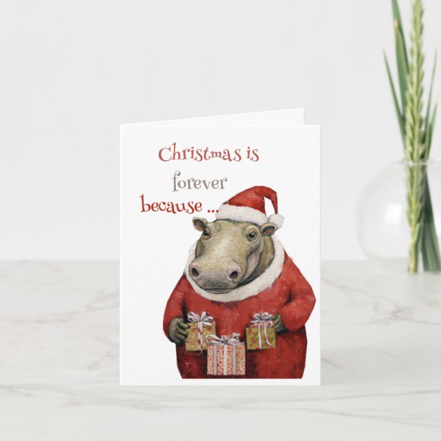 Festiva Tarjeta de vacaciones plegada de Hippo (Anverso)