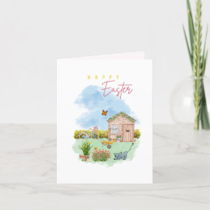 Festiva Tarjeta de vacaciones plegada de Pascua