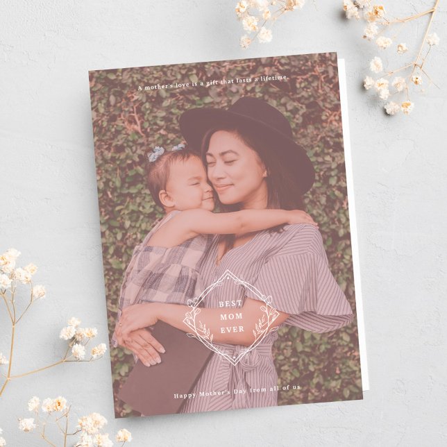 Festiva Tarjeta de vacaciones plegada para la mejor mamá d (Subido por el creador)