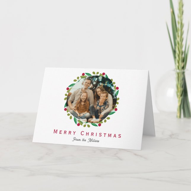 Festiva Tarjeta de vacaciones plegada para Navidades de fo (Anverso)