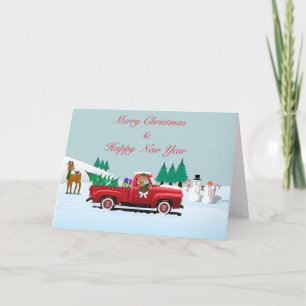 Festiva Tarjeta de vacaciones plegada pequeña de 4" x 5.6"
