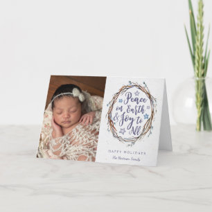 Festiva Tarjeta de vacaciones plegada Willow Wreath