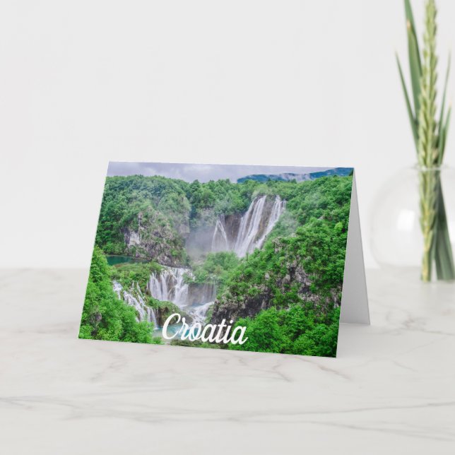 Festiva Tarjeta de vacaciones Plitvice lagos cascada (Anverso)