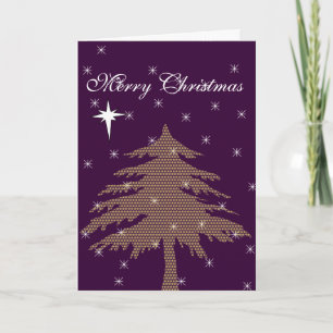 Festiva Tarjeta de vacaciones Purple Christmas Tree