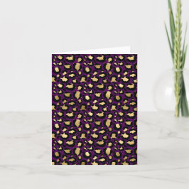 Festiva Tarjeta de vacaciones Purple Leopard print