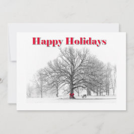 Festiva Tarjeta de vacaciones Red Bow (plana) para la esce