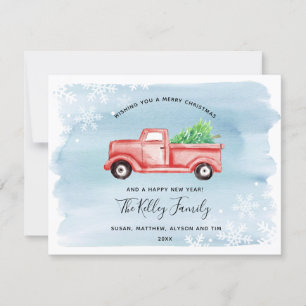 Festiva Tarjeta de vacaciones Red Farmhouse Truck Petite