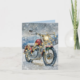 Festiva Tarjeta de vacaciones Red Motorcycle con Navidades
