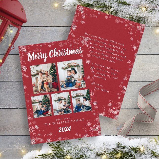 Festiva Tarjeta de vacaciones Red Snow Flake (Red Snow Flake Holiday Card
)