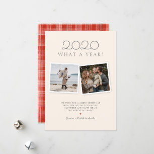 Festiva Tarjeta de vacaciones Red Tartan 2020 dibujada a m