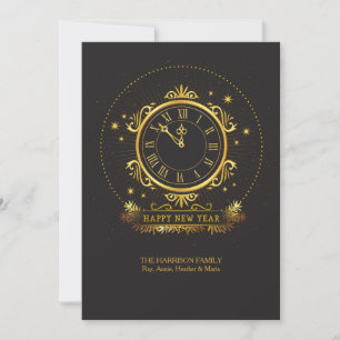 Festiva Tarjeta de vacaciones Reloj Dorado