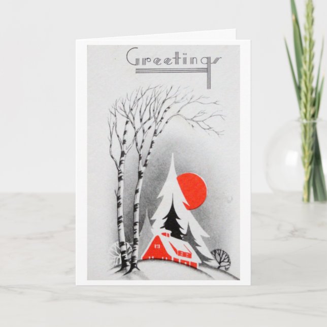 Festiva Tarjeta de vacaciones retro (Anverso)