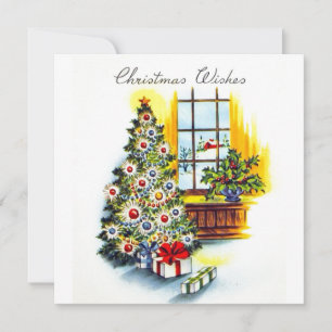 Festiva Tarjeta de vacaciones Retro Vintage Christmas Tree