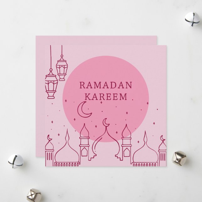 Festiva Tarjeta de vacaciones Rosa Ramadan Kareem (Anverso/Reverso In Situ)