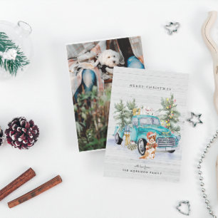 Festiva Tarjeta de vacaciones Rustic Farmhouse Truck Navid