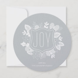 Festiva Tarjeta de vacaciones Rustic Joy Round Shimmer Sil
