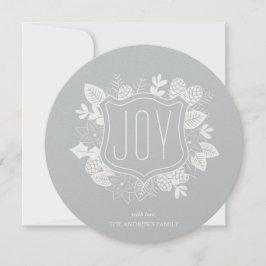 Festiva Tarjeta de vacaciones Rustic Joy Round Shimmer Sil